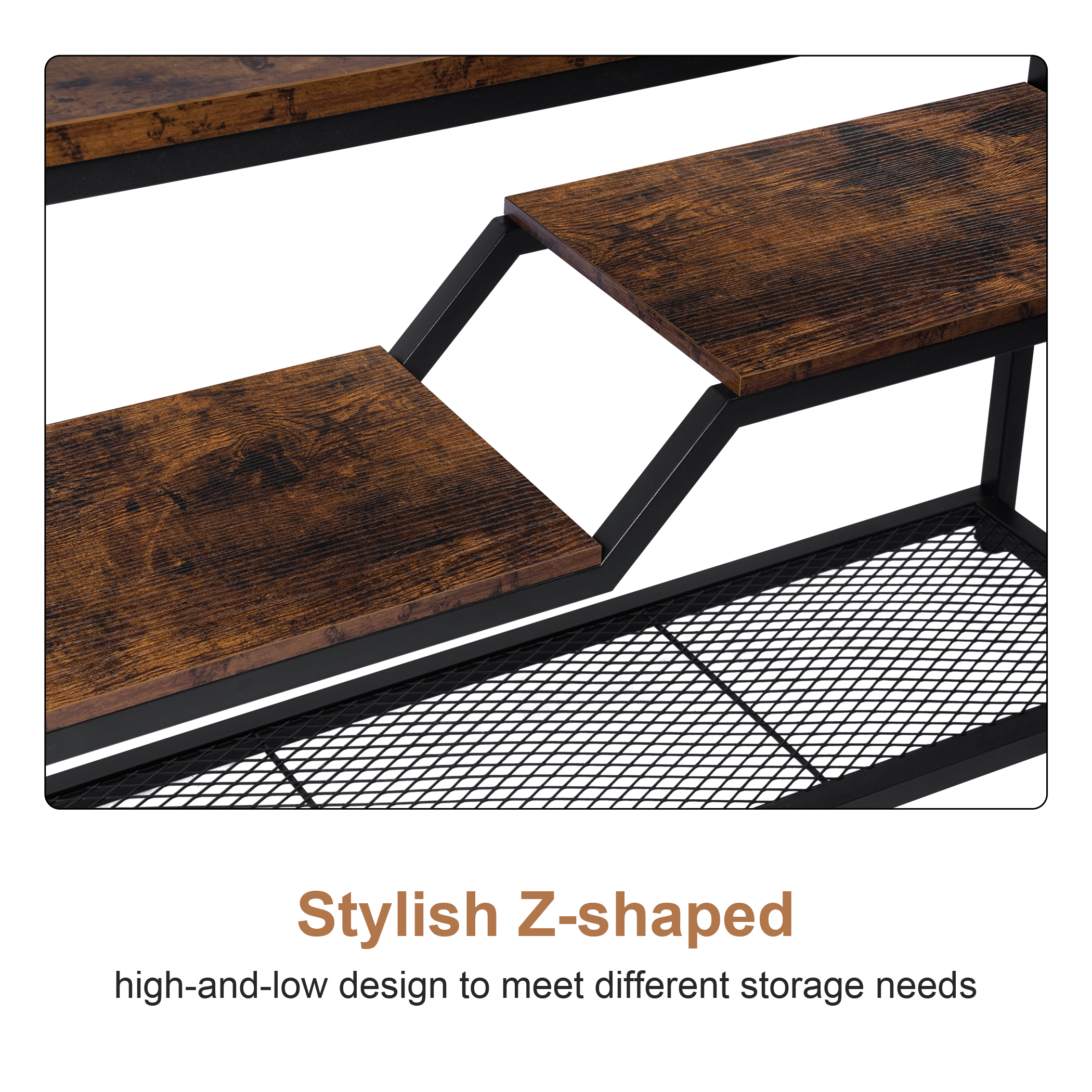 Yesday console table entryway table sofa table with steel frame and shelf - Image 3