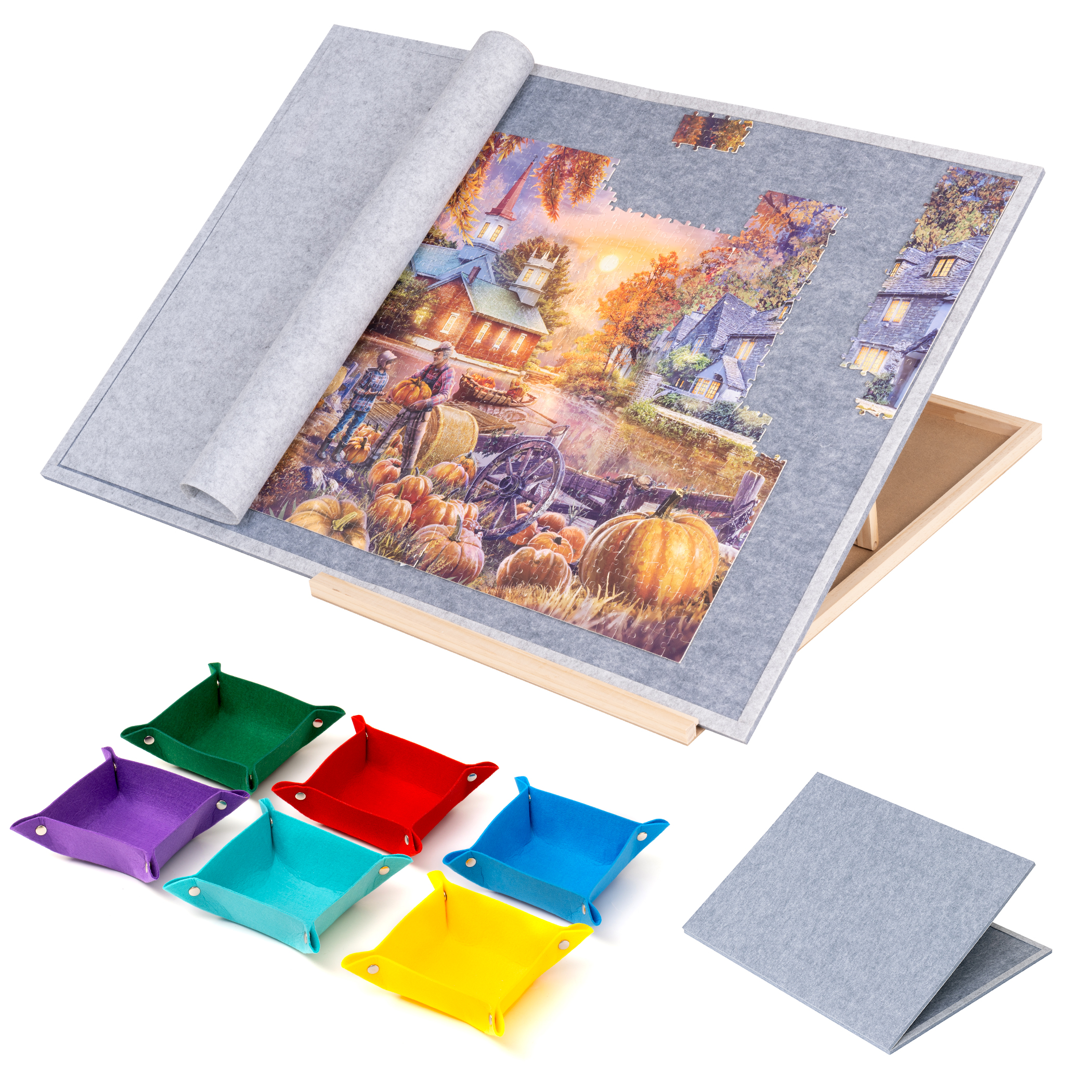 Yesday Foldable Jigsaw Puzzle Board , for Up to 1500 Pieces (Gray)