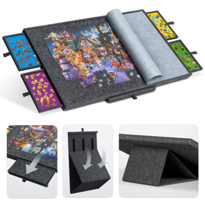 Tektalk Jigsaw Puzzle Table with Integrated Adjustable Stand/Bracket (Gray, for Up to 1500 Pieces)