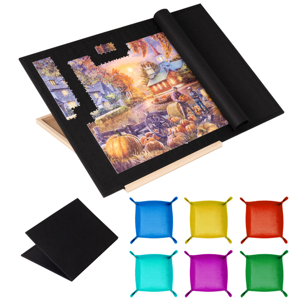 Foldable Jigsaw Puzzle Board , for Up to 1500 Pieces (Black)