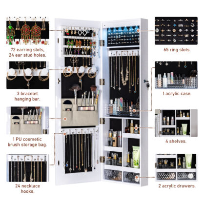 Yesday Jewelry Cabinet with 3 Groove Mirror Lamps