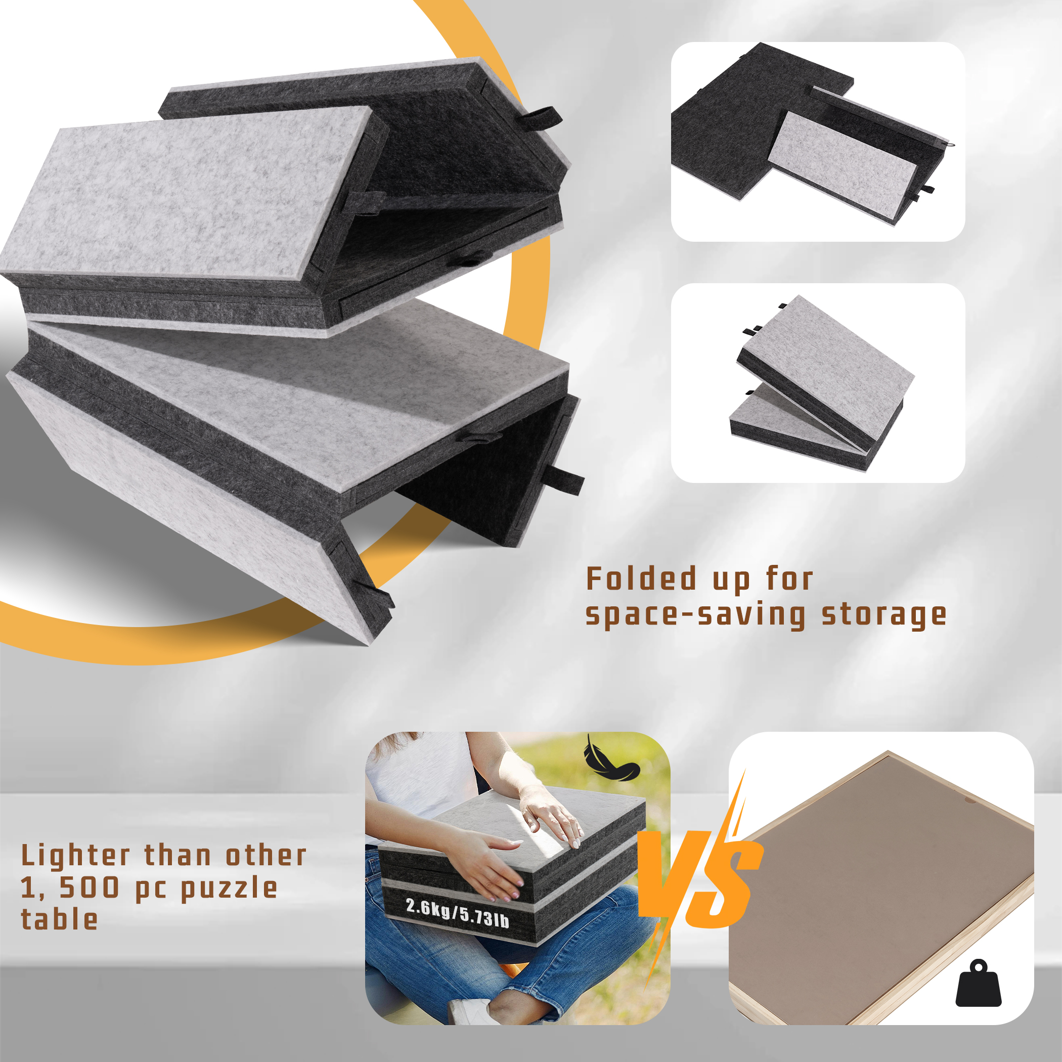 Yesday Foldable Puzzle Board with 6 Colored Drawers,Storing for 1500 Jigsaw Puzzle Pieces - Image 2