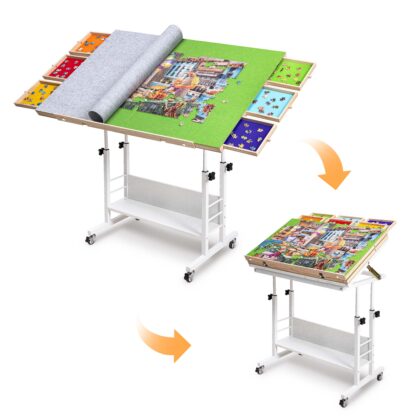 Tektalk 2000 Piece Foldable Jigsaw Puzzle Table with Angle & Height Adjustment – Green