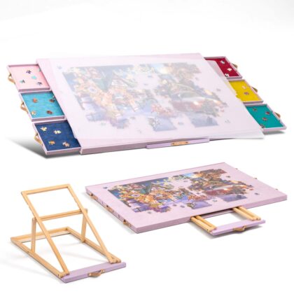 Tektalk Flannelette Covered Jigsaw Puzzle Table, for Up to 1500 Pieces – Purple