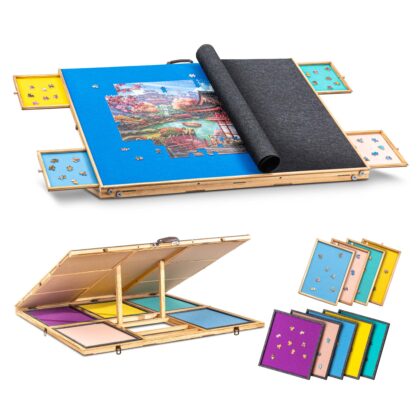 Tektalk 2000 Piece Jigsaw Puzzle Board with 4 Sorting Drawers & 5 Felt Trays