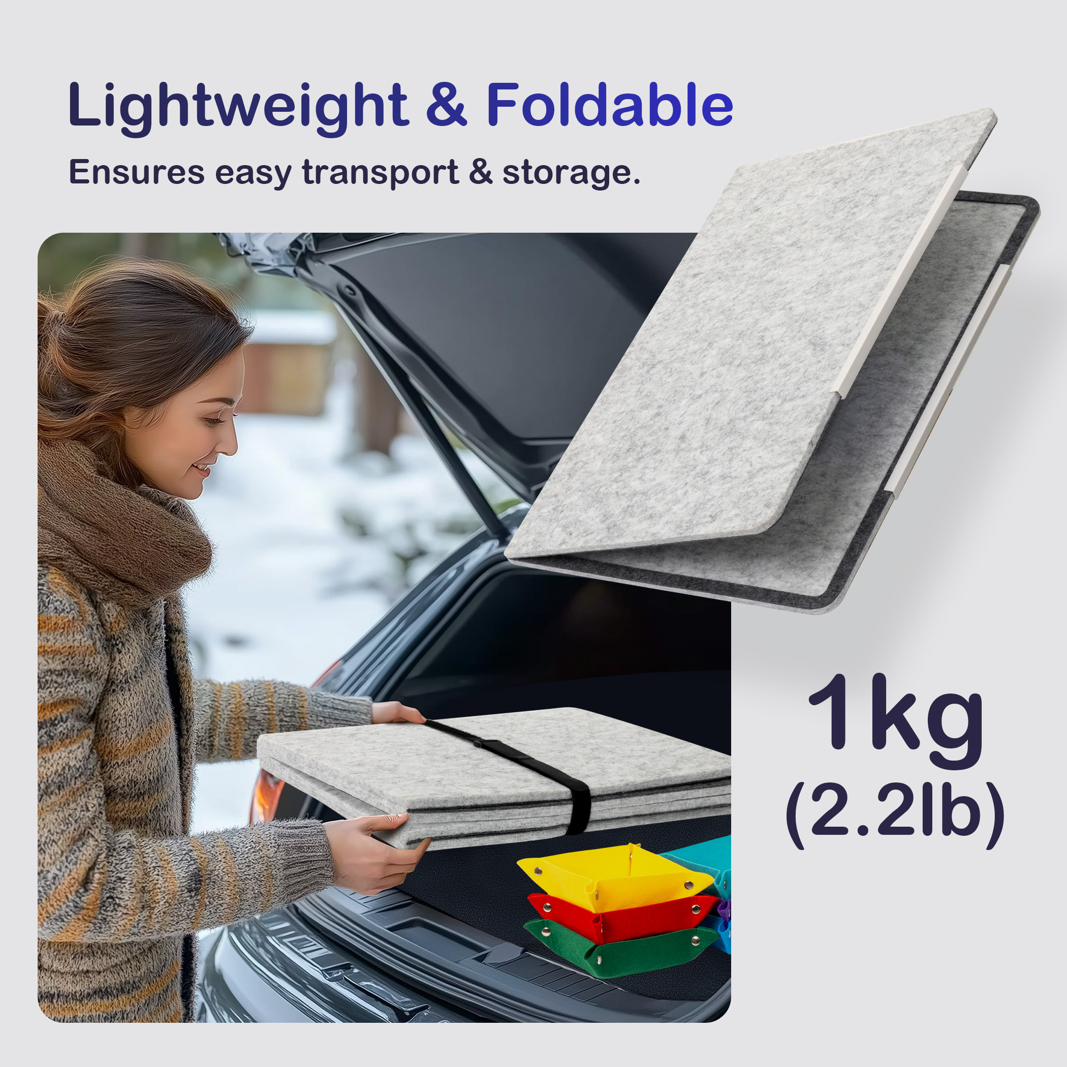 Yesday Foldable Jigsaw Puzzle Mat for 1000 pieces puzzles, Board with Non-Slip Surface & 6 Sorting Trays, Dustproof Cover - Image 3