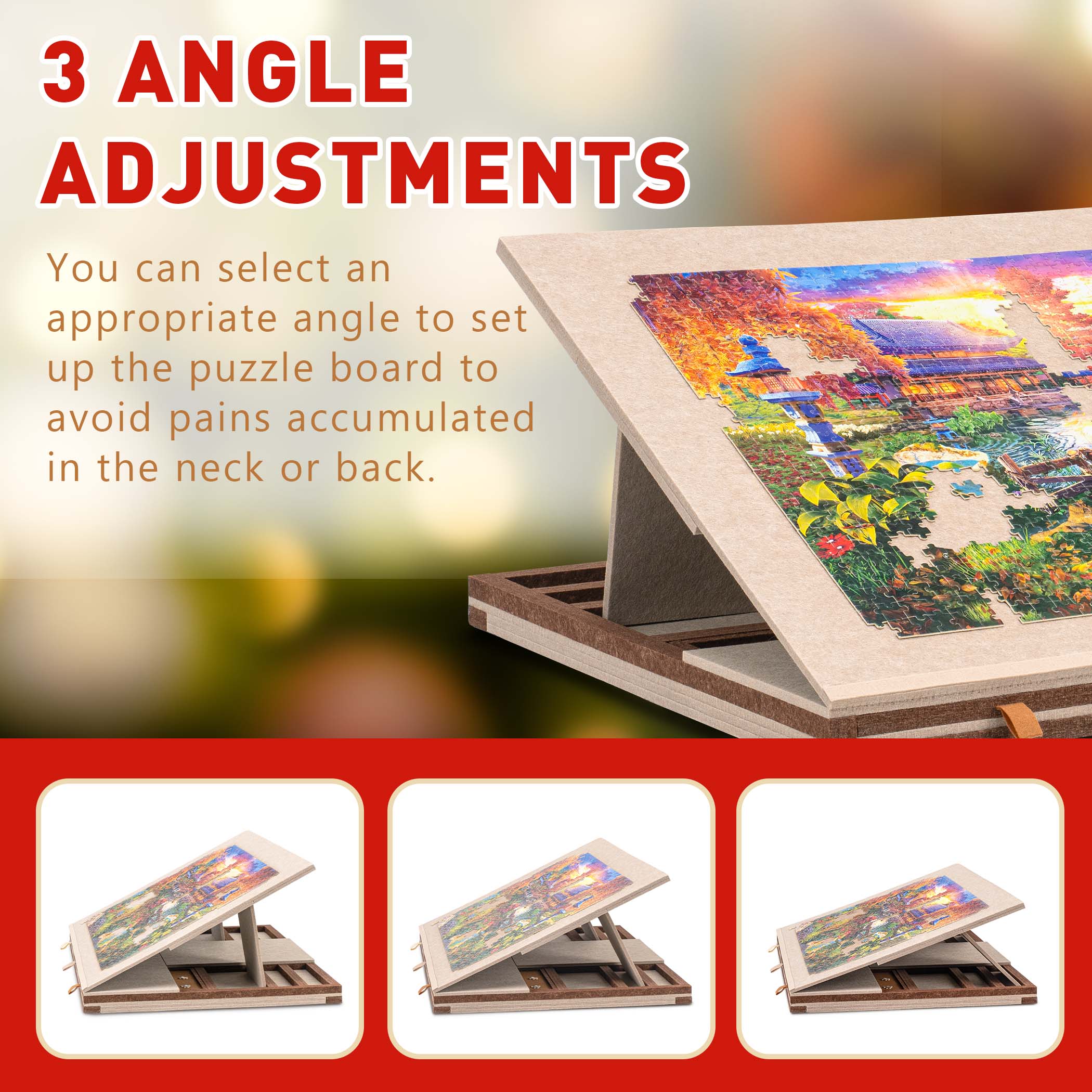 Yesday 1500 Piece Lightweight Felt Jigsaw Playing Board, Puzzle Table with Storage for Adults, Portable Puzzle Game Board with Drawers & Cover - Image 2