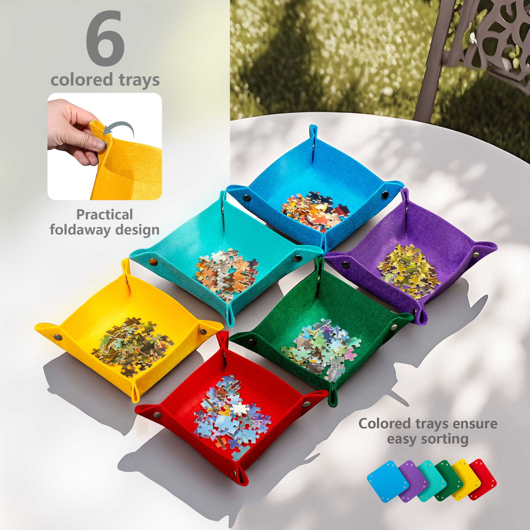 Yesday Foldable Jigsaw Puzzle Mat for 2000 pieces puzzles, Board with Non-Slip Surface & 6 Sorting Trays, Dustproof Cover - Image 4