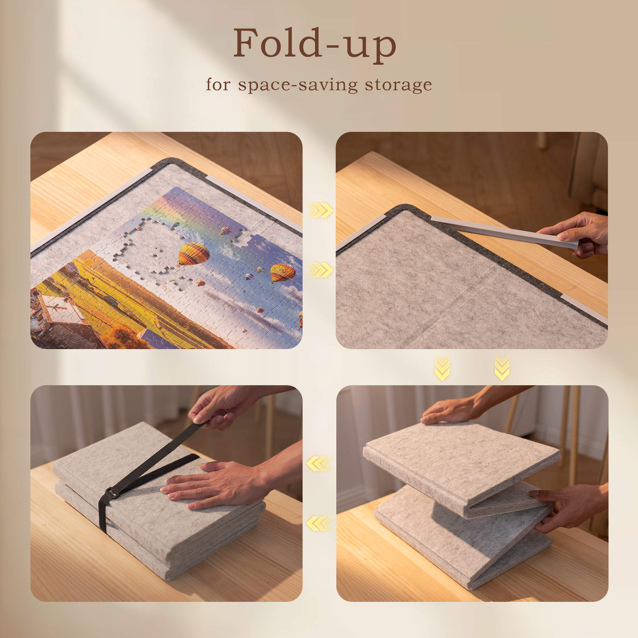 Yesday Foldable Jigsaw Puzzle Mat for 1500 pieces puzzles, Board with Non-Slip Surface & 6 Sorting Trays, Dustproof Cover - Image 7